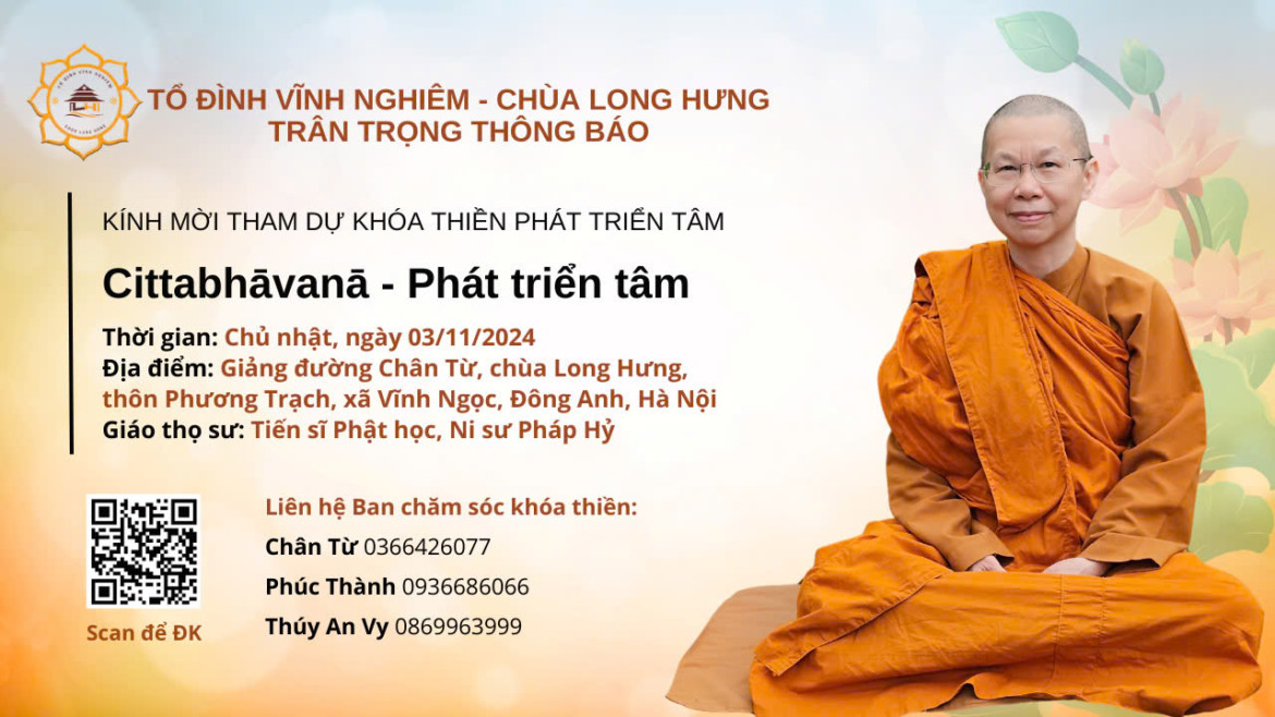 Khóa thiền phát triển tâm – Cittabhāvanā